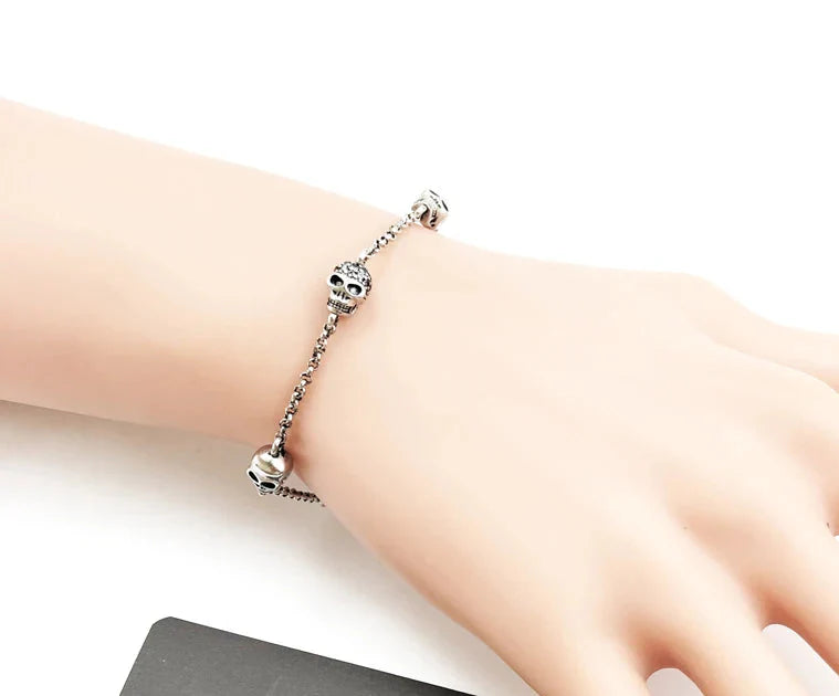 925 Sterling Silver Exquisite Feminine Skulls Bracelets Rebel For Women