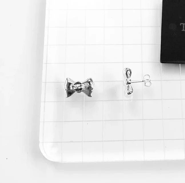 925 Sterling Silver European Style Bow Stud Earrings