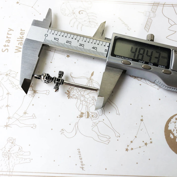 925 Sterling Silver Small Skull Sword Pendant Rebels Jewelry Warrior Gift