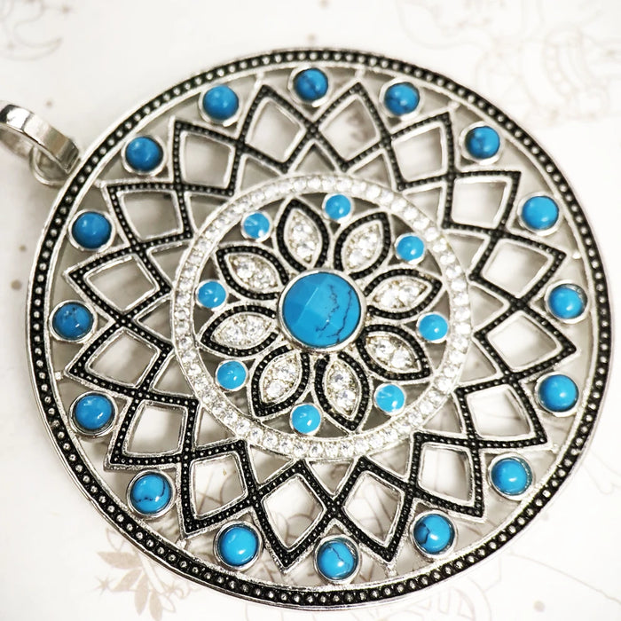925 Sterling Silver Blue Turquoise Stone Pendant Fashion Jewelry For Women