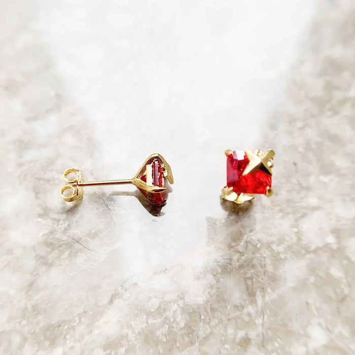 925 Sterling Silver Orange Stone Star Ear Studs Romantic Gift