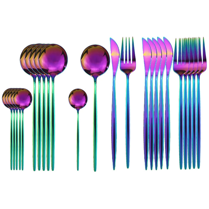 24 Piece Stainless Steel Cutlery Set For Dining Dishwasher Safe