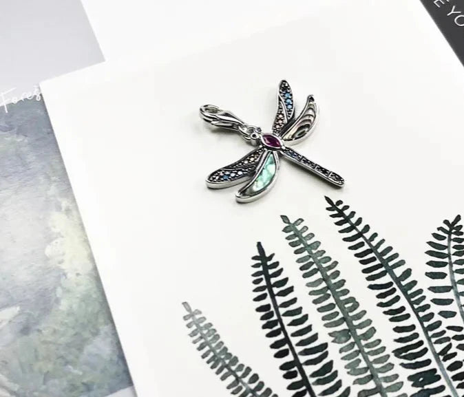 925 Sterling Silver Dragonfly & Sun Charm Necklace Boho Jewelry For Women / Girl