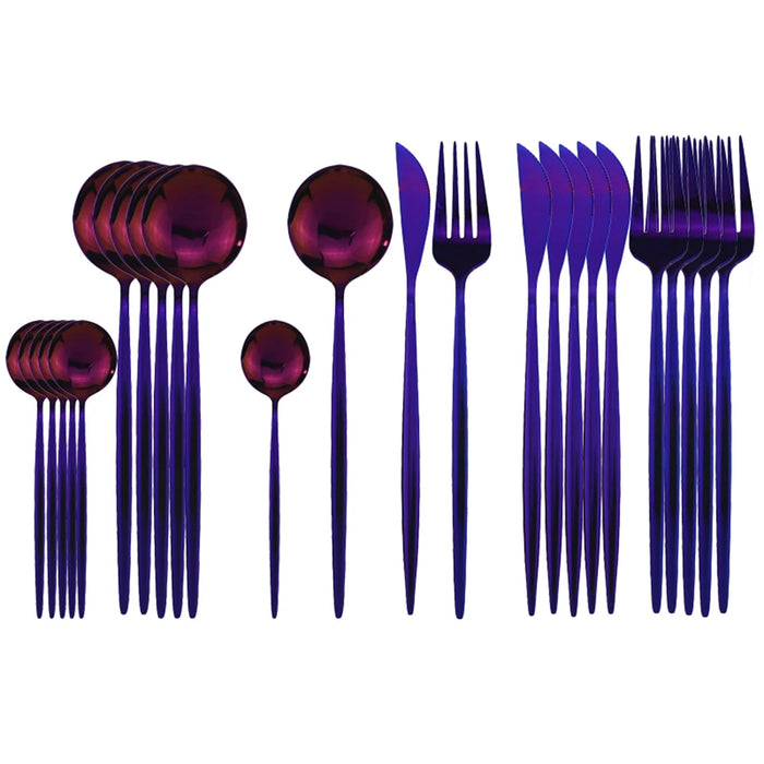 24 Piece Stainless Steel Cutlery Set For Dining Dishwasher Safe