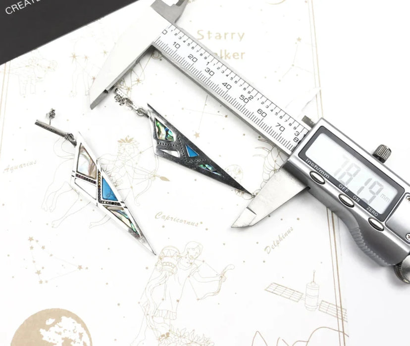 925 Sterling Silver Turquoise Triangle Earrings Lucky Charm For Women Jewelry