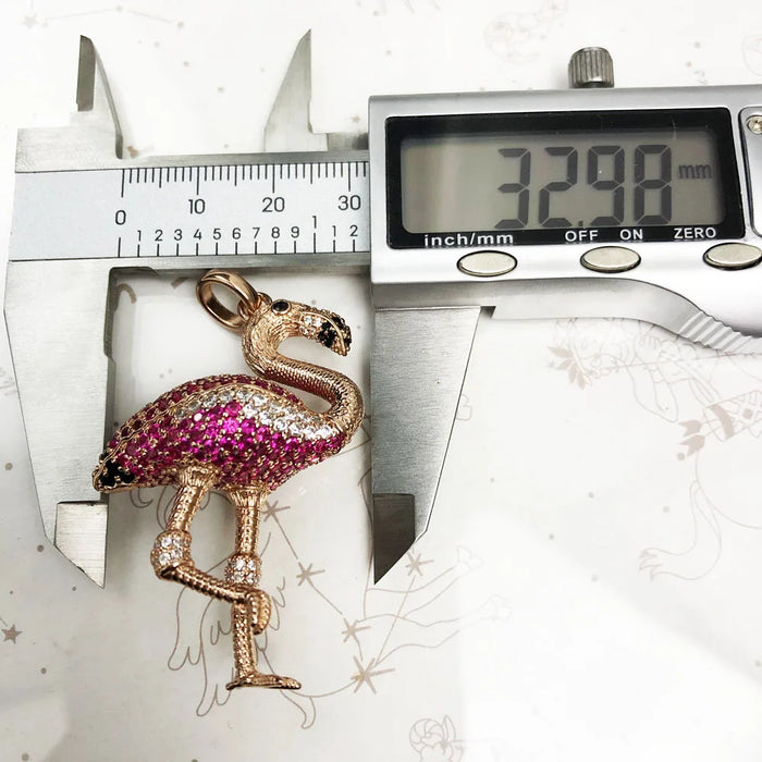 925 Sterling Silver Large Red Bird Pendant Fashion Accessory For Women