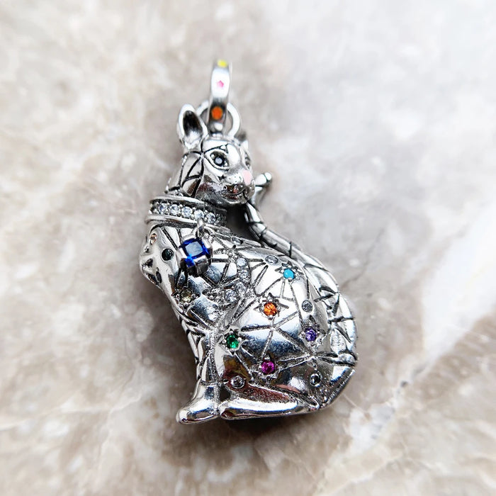 925 Sterling Silver Boho Cat Constellation Pendant 2022 Fine Jewelry Gift For Women