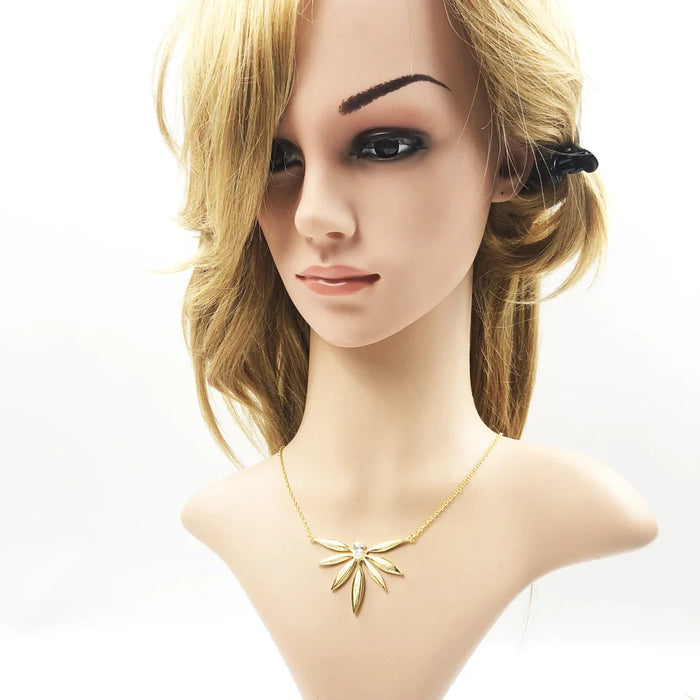 925 Sterling Silver Large Leaves Necklace For Women