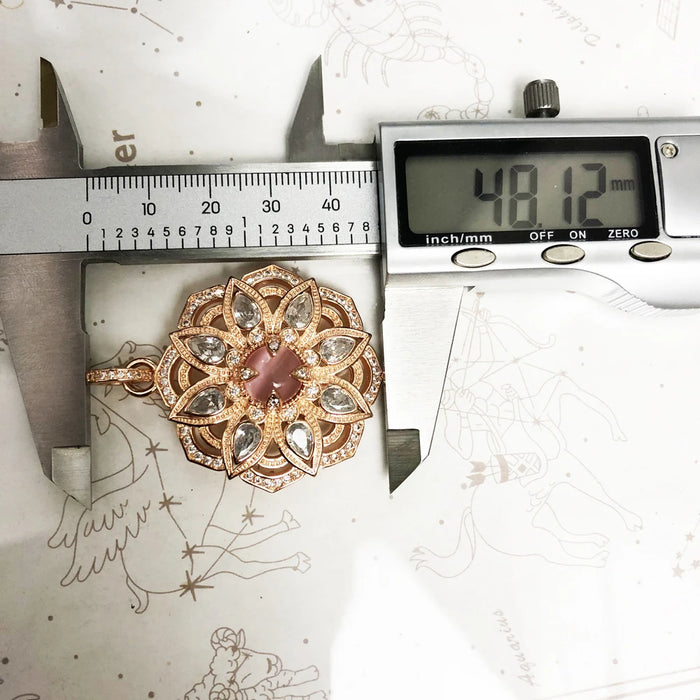 925 Sterling Silver Real Pink Lotus Flower Pendant European Style Jewelry For Women