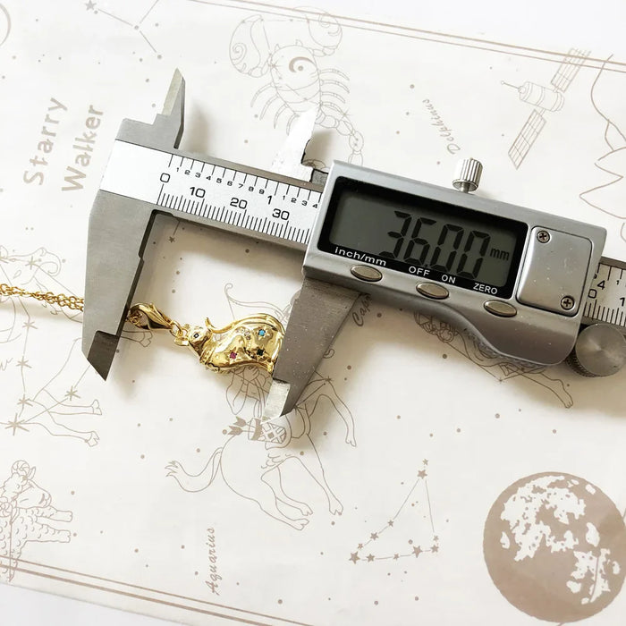 925 Sterling Silver Golden Cat With Star Necklace Cute Jewelry For Women