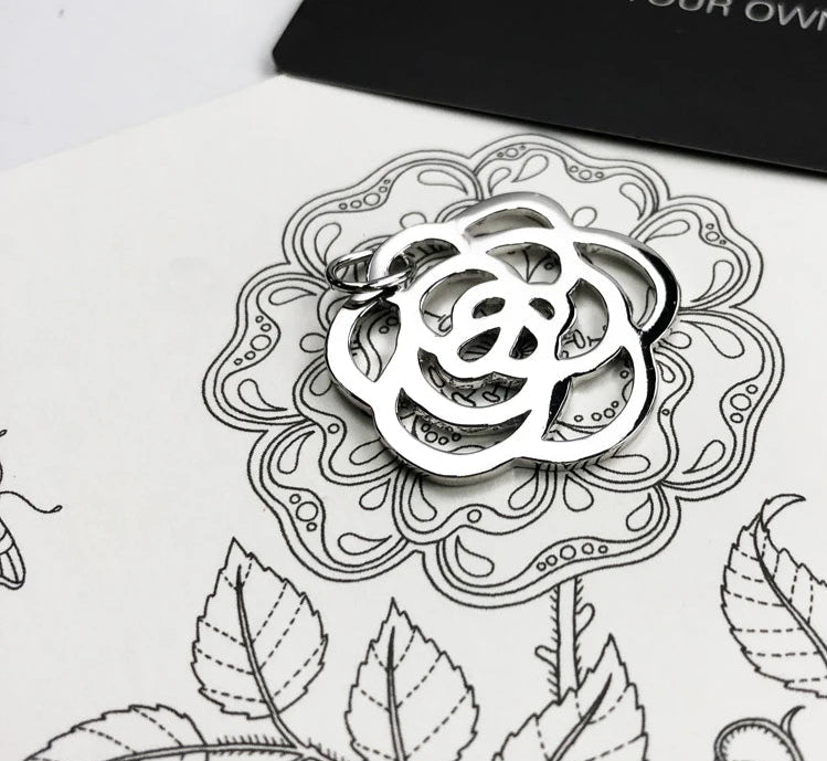 925 Sterling Silver Rose Flower Pendant Fashion Jewelry For Women