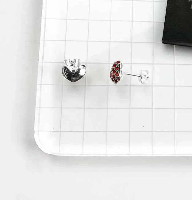 925 Sterling Silver Romantic Pink Heart Stud Earrings