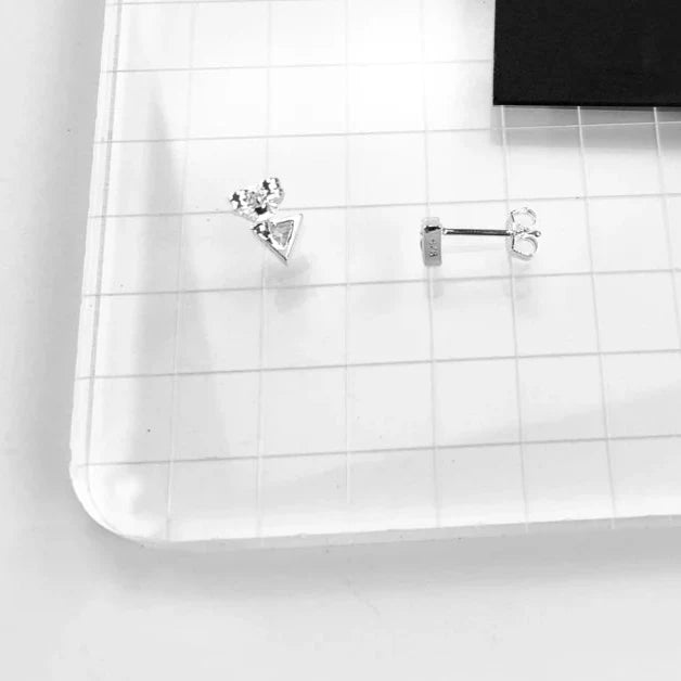 925 Sterling Silver White Triangle Stud Earrings Glam Fashion Gift For Women