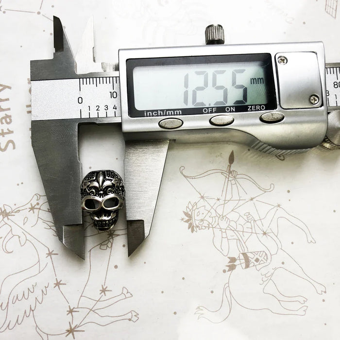 925 Sterling Silver Fleur-De-Lis Skull Bead Street Rebel Charm For Europe Karma Bracelets