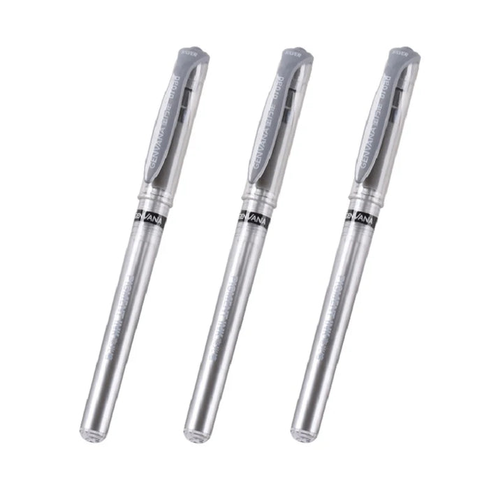 3 Piece Waterproof Gel Pen Set: White Gold Silver