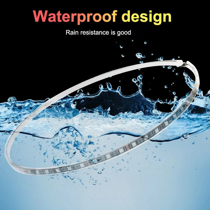 4Pcs 120Cm Rgb Led Car Hub Lamp Sound Control Waterproof Flexible 12V Auto Wheel Ring Decorative Atmosphere Light