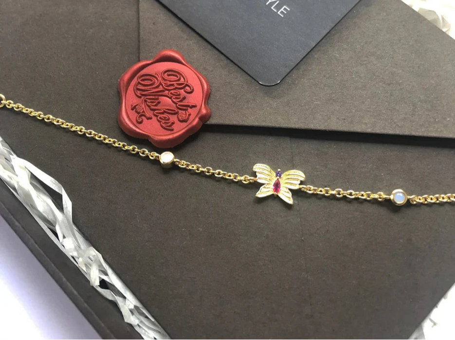 925 Sterling Silver Gracile Butterfly Gold Bracelet Link Chain Romantic Gift Fashion Jewelry For Women Magical Garden