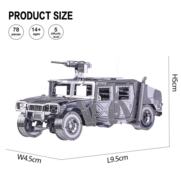 4Wd Military Automobile Puzzle Kit 3D Metal Model Perfect Gift For Adults