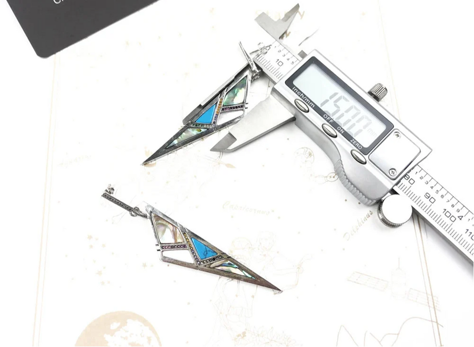 925 Sterling Silver Turquoise Triangle Earrings Lucky Charm For Women Jewelry