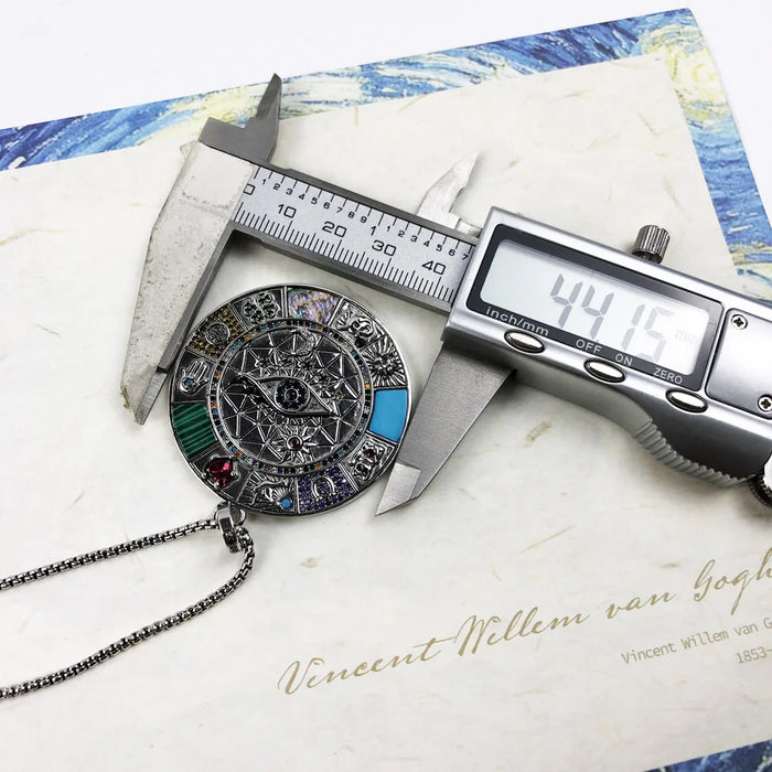 925 Sterling Silver Turquoise Amulet Necklace Magical Lucky Symbols Fine Jewelry For Women