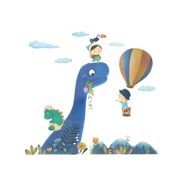 Blue Dinosaur Hot Airballoon Wall Stickers For Kids Room