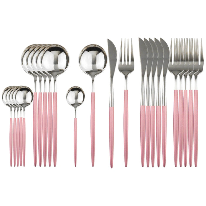 24 Piece Stainless Steel Cutlery Set For Dining Dishwasher Safe