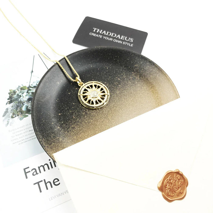 925 Sterling Silver Sun Link Chain Necklace Ethnic Jewelry For Men And Women