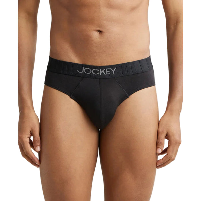 2 Pack Black Jockey Men's Supima Cotton Elastane Stretch Solid Brief with Ultrasoft Waistband
