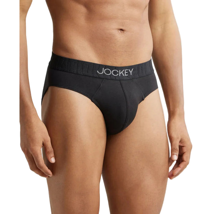 2 Pack Black Jockey Men's Supima Cotton Elastane Stretch Solid Brief with Ultrasoft Waistband