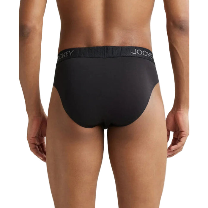 2 Pack Black Jockey Men's Supima Cotton Elastane Stretch Solid Brief with Ultrasoft Waistband