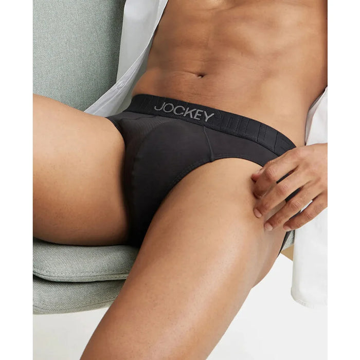 2 Pack Black Jockey Men's Supima Cotton Elastane Stretch Solid Brief with Ultrasoft Waistband
