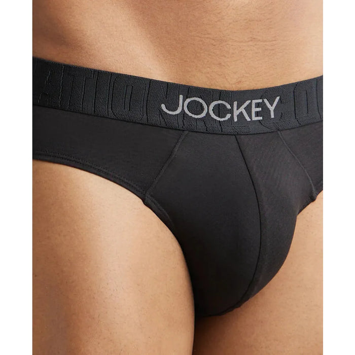 2 Pack Black Jockey Men's Supima Cotton Elastane Stretch Solid Brief with Ultrasoft Waistband