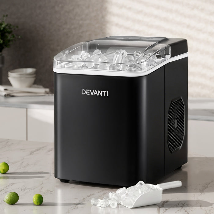 Ice Maker Machine Portable 12Kg Countertop W/Self Cleaning 1.2L Black