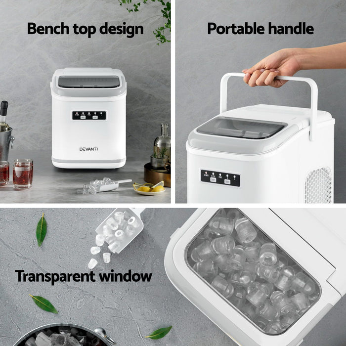 Ice Maker Machine Portable 12Kg Countertop W/Self Cleaning 1.3L White