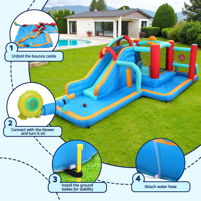 Kids Inflatable Water Slide Splash Pool Park Jumping Castle Bounce 615X322Cm