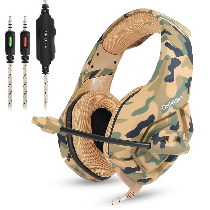 Camouflage Gaming Headset With Noise Canceling Mic