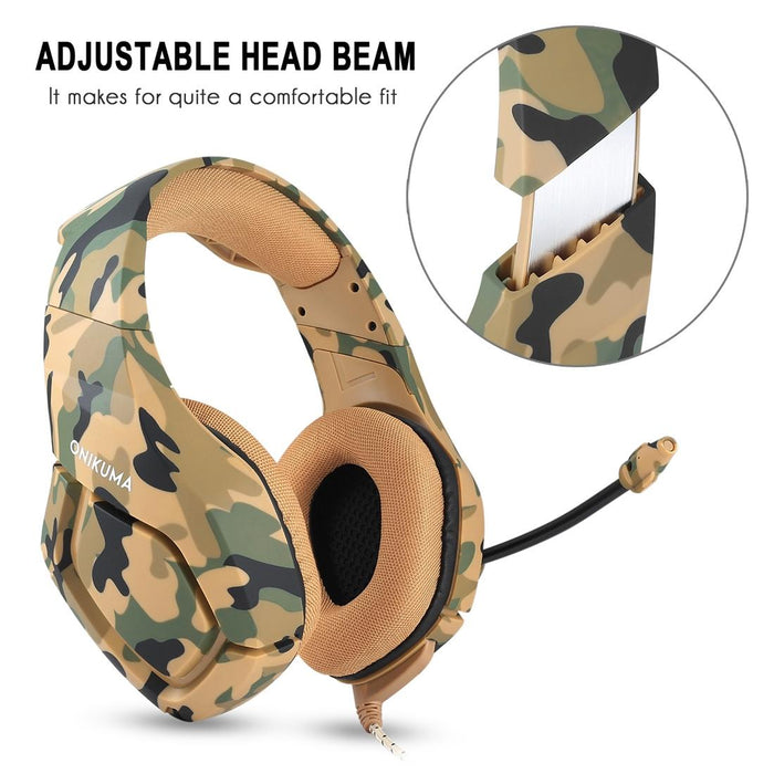 Camouflage Gaming Headset With Noise Canceling Mic