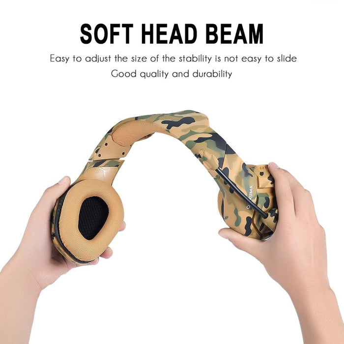 Camouflage Gaming Headset With Noise Canceling Mic