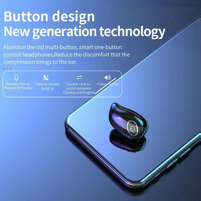 V21 Mini Single Ear Stereo Bluetooth V5.0 Wireless Earphones With Charging Box