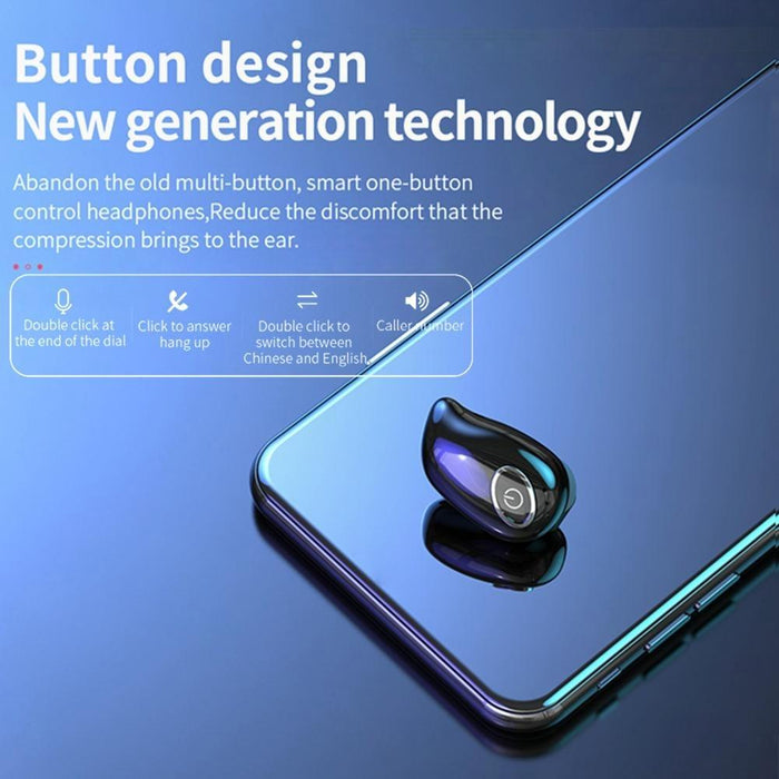 V21 Mini Single Ear Stereo Bluetooth V5.0 Wireless Earphones Without Charging Box