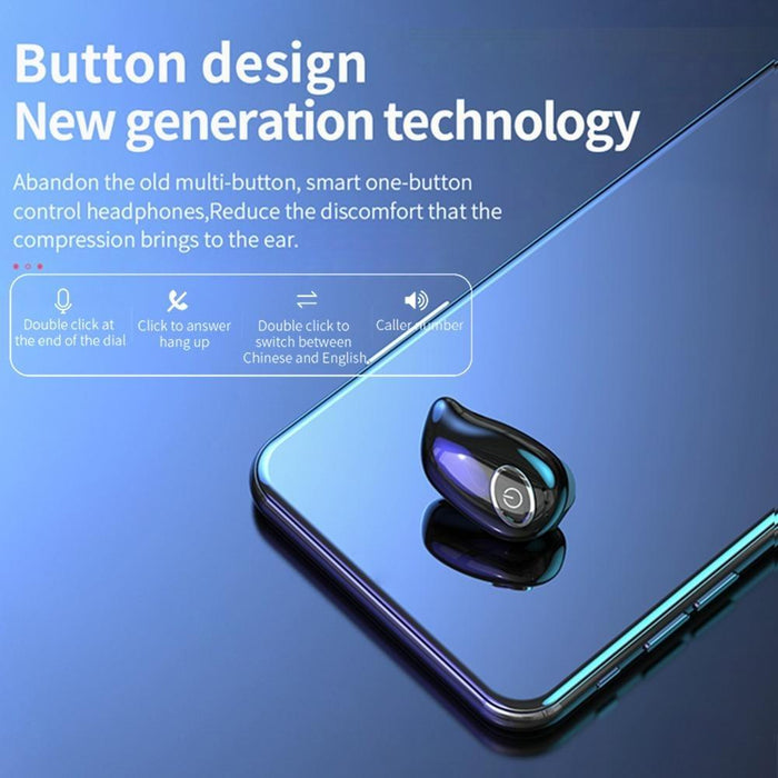 V21 Mini Single Ear Stereo Bluetooth V5.0 Wireless Earphones Without Charging Box