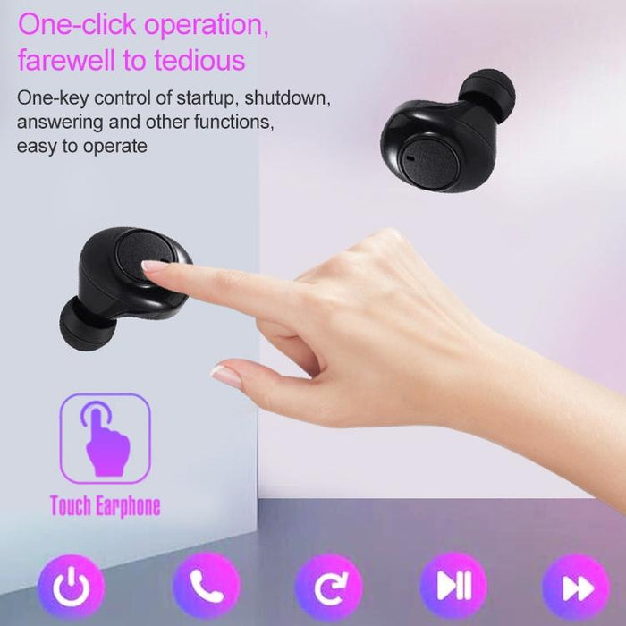 Dt-15 Wireless Two Ear Bluetooth Headset Supports Touch & Smart Magnetic Charging & Power On Automatic Pairing