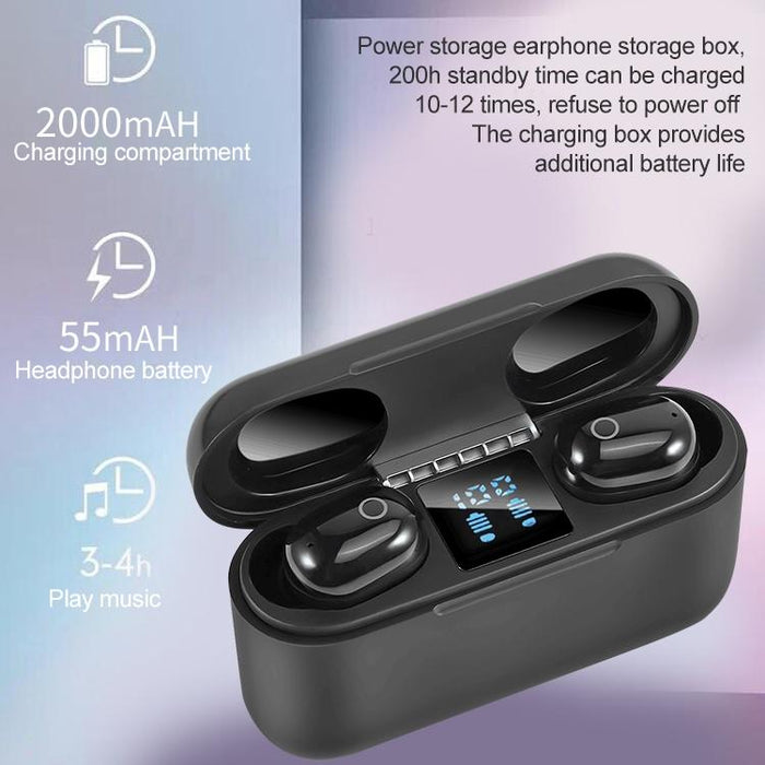 Dt-18 Wireless Two Ear Bluetooth Headset With 2000Mah Charging Cabin & Touch & Intelligent Magnetic Suction Charging