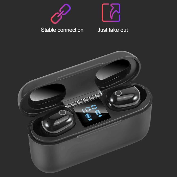 Dt-18 Wireless Two Ear Bluetooth Headset With 2000Mah Charging Cabin & Touch & Intelligent Magnetic Suction Charging