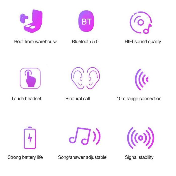 Dt-18 Wireless Two Ear Bluetooth Headset With 2000Mah Charging Cabin & Touch & Intelligent Magnetic Suction Charging
