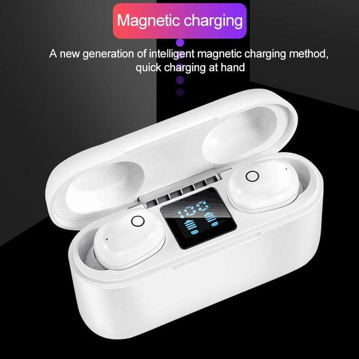 Dt-18 Wireless Two Ear Bluetooth Headset With 2000Mah Charging Cabin & Touch & Intelligent Magnetic Suction Charging