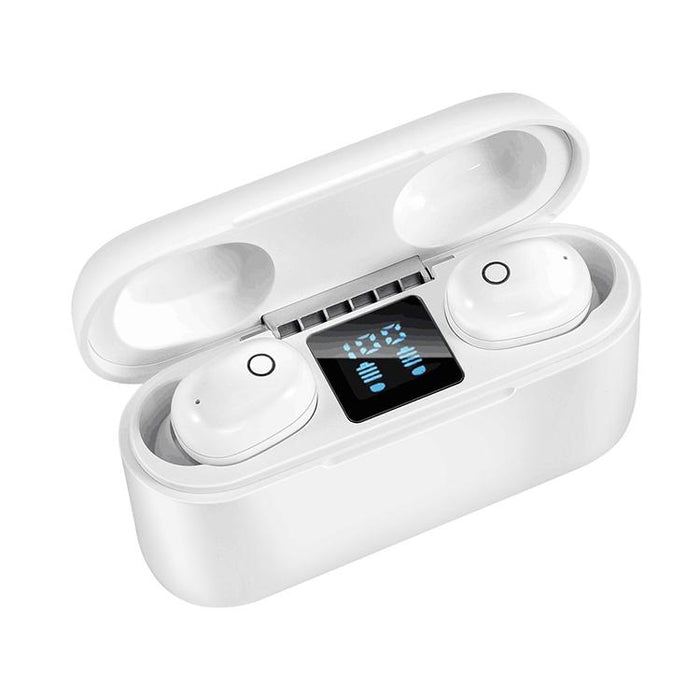 Dt-18 Wireless Two Ear Bluetooth Headset With 2000Mah Charging Cabin & Touch & Intelligent Magnetic Suction Charging