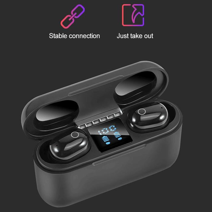 Dt-18 Wireless Two Ear Bluetooth Headset With 2000Mah Charging Cabin & Touch & Intelligent Magnetic Suction Charging