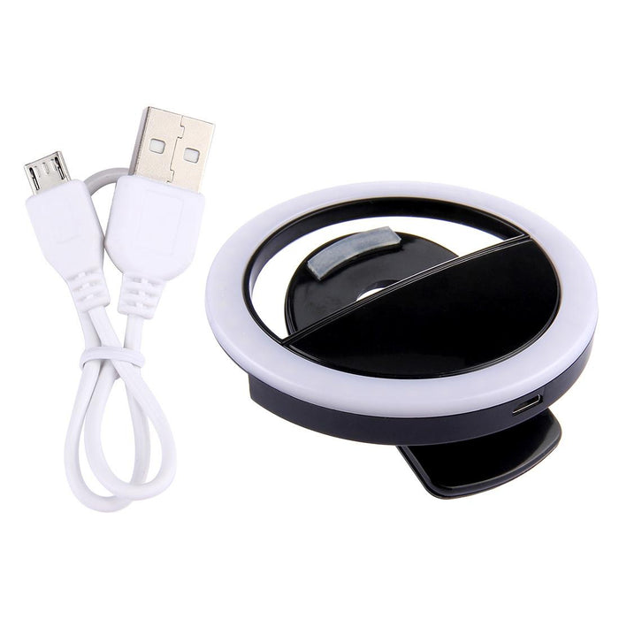 Charging Selfie Beauty Light For Iphone Galaxy Huawei Xiaomi Lg Htc And Other Smart Phones With Adjustable Clip & Usb Cable