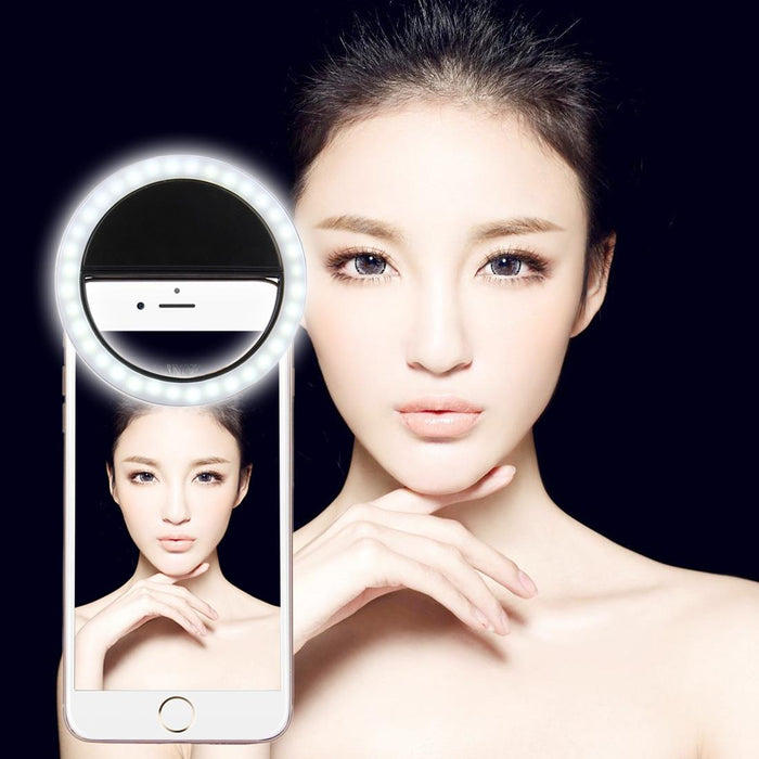 Charging Selfie Beauty Light For Iphone Galaxy Huawei Xiaomi Lg Htc And Other Smart Phones With Adjustable Clip & Usb Cable
